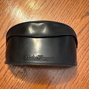 Salvatore Ferragamo Black Leather Toiletry Case with Embossed Logo